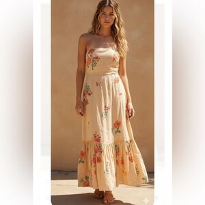 Free People Floral Strapless Dress